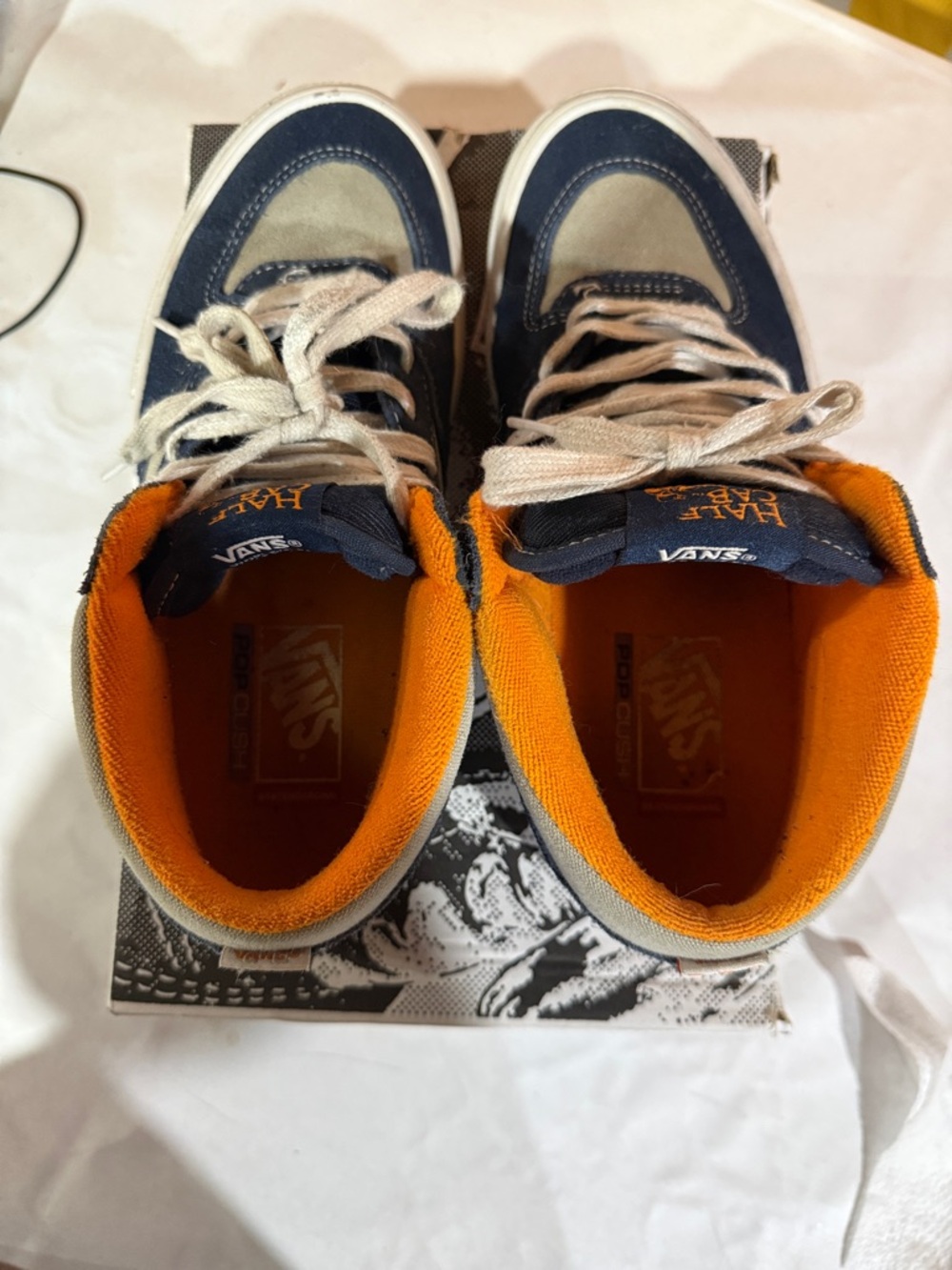 Vans Navy, Gray & Orange Half Cab Skate Shoes 7 - Picture 4 of 13